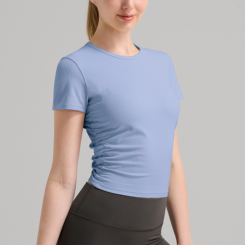 INFLACHI Dámske jogové tričko — rýchloschnúce, pásový strih, dĺžka do bokov, krátke rukávy, materiál: 78% nylon, 22% lycra