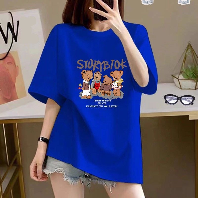 Ženska majica od pamuka s kratkim rukavima, anime print, okrugli izrez, slim fit, standardna duljina