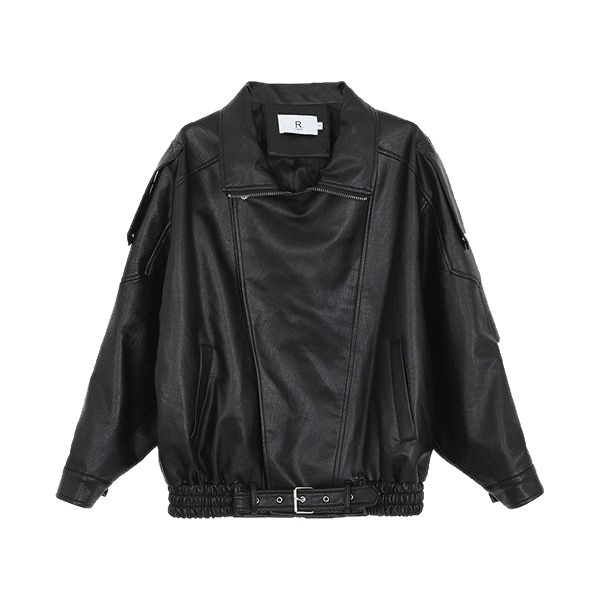 Ženska jakna od umjetne kože, dugi rukavi, standardna duljina 50–65 cm, prednji zip