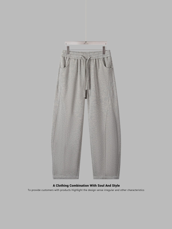 Pánske jesenné pletené voľné nohavice s šnúrkou v páse, dlhé, voľný strih, vrecká