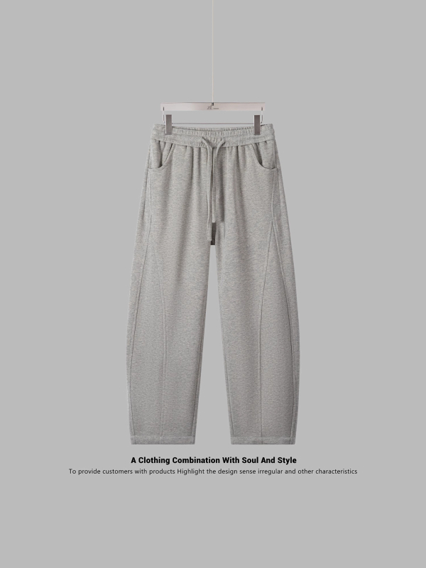 Pánske jesenné pletené voľné nohavice s šnúrkou v páse, dlhé, voľný strih, vrecká