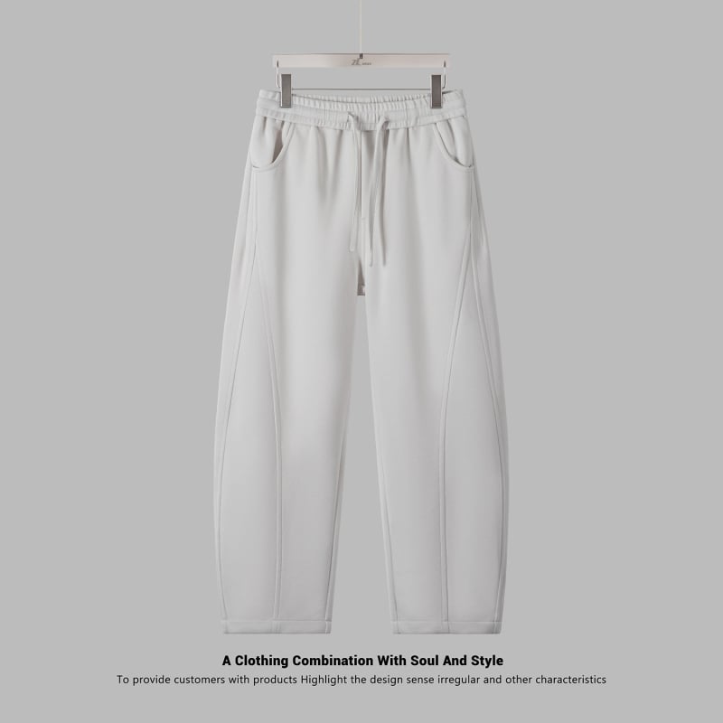 Pánske jesenné pletené voľné nohavice s šnúrkou v páse, dlhé, voľný strih, vrecká