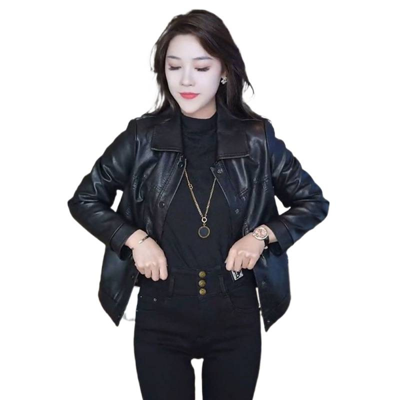 Geacă/blazer din piele artificială cu elastan, lungime ultra- scurtă ≤40 cm, guler pătrat, fără mâneci, închidere cu două nasturi