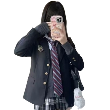 Ženski blejzer u kolegijalnom stilu, jednostruko kopčanje, ovratnik saka, dugi rukavi, poliester tkanina, duljina 50–65 cm, proljeće 2025, japansko-korejski ležerni stil