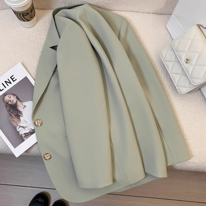 Naistele polüesterkostüümi bleizer, ühtlane muster, regulaarne lõige, ühe riviga nööbid, pikad varrukad, ülikonna krae, sügis 2024