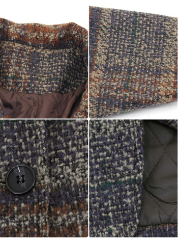 Kabát Chenille s károvaným vzorom, voľný strih, hrubý, stredná dĺžka