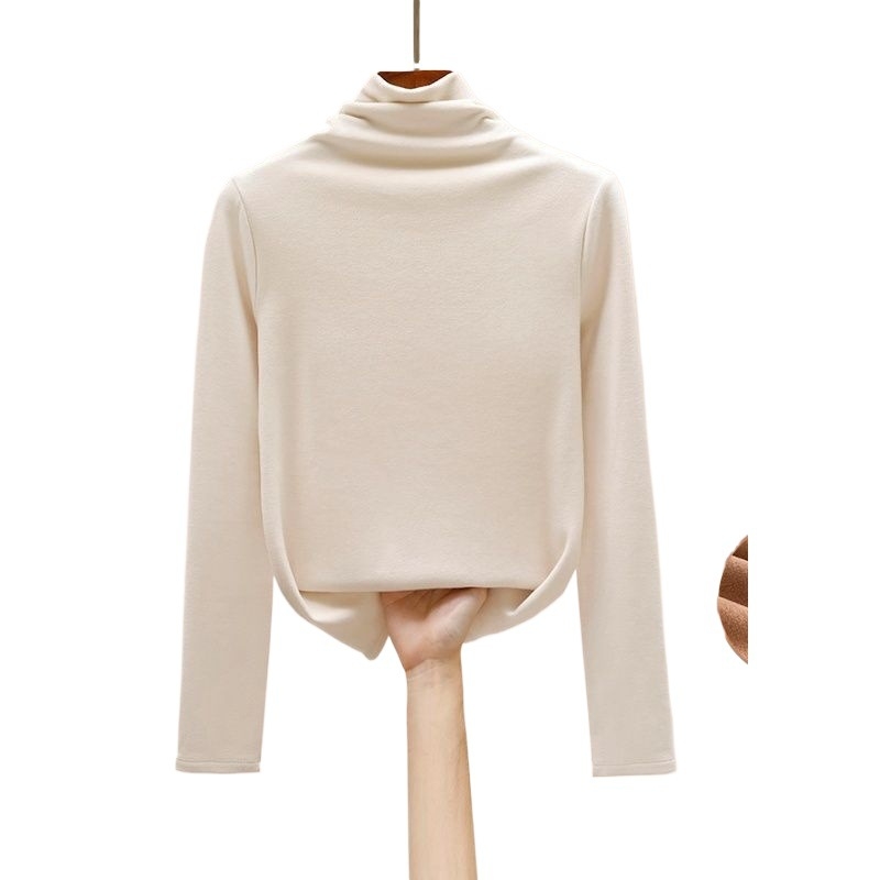 Oversize ženski T-shirt s visokim ovratnikom, viskozna tkanina, vezenje