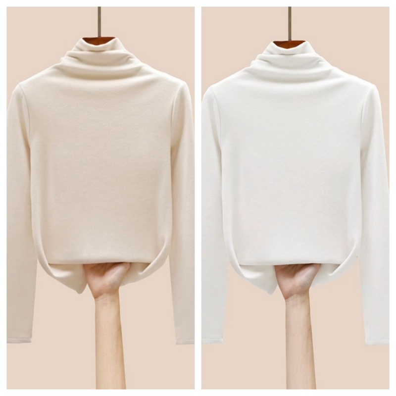Oversize ženski T-shirt s visokim ovratnikom, viskozna tkanina, vezenje