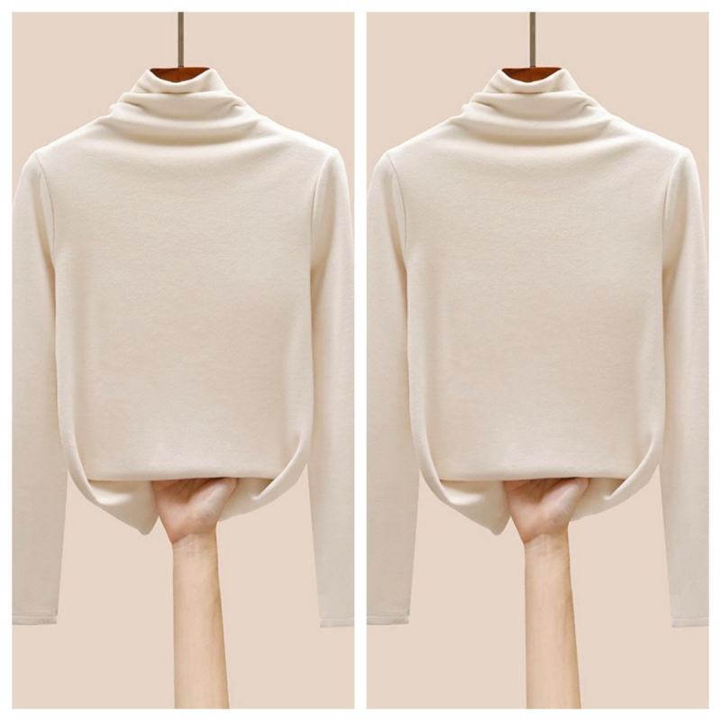 Oversize ženski T-shirt s visokim ovratnikom, viskozna tkanina, vezenje
