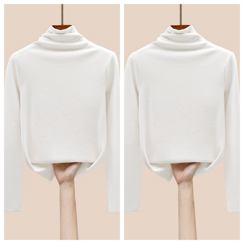 Oversize ženski T-shirt s visokim ovratnikom, viskozna tkanina, vezenje