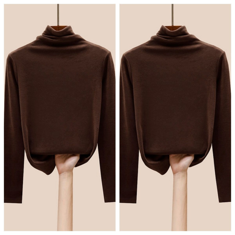 Oversize ženski T-shirt s visokim ovratnikom, viskozna tkanina, vezenje
