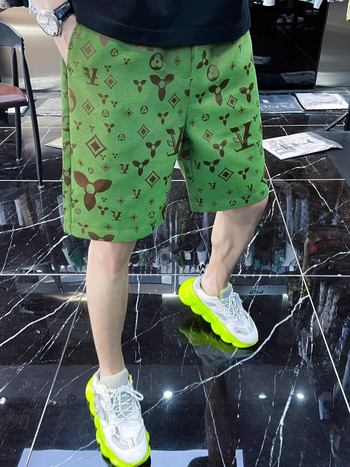 Pánske jacquardové voľnočasové šortky, rovný strih, 95% polyester, leto 2025