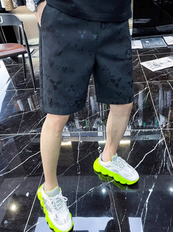 Pánske jacquardové voľnočasové šortky, rovný strih, 95% polyester, leto 2025