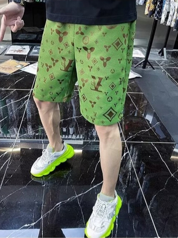 Pánske jacquardové voľnočasové šortky, rovný strih, 95% polyester, leto 2025