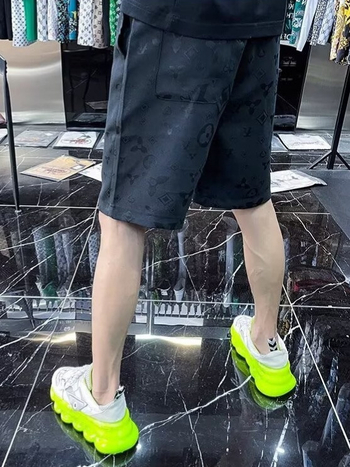 Pánske jacquardové voľnočasové šortky, rovný strih, 95% polyester, leto 2025