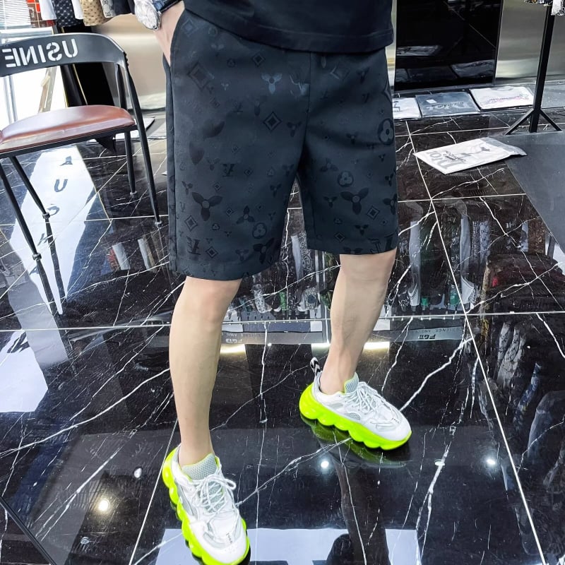 Pánske jacquardové voľnočasové šortky, rovný strih, 95% polyester, leto 2025