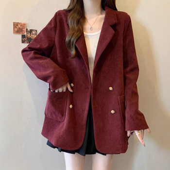 Žensko sako od korduroja, jednobodno kopčanje, dugi rukavi, standardna duljina, elegantan gradski stil