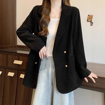 Žensko sako od korduroja, jednobodno kopčanje, dugi rukavi, standardna duljina, elegantan gradski stil