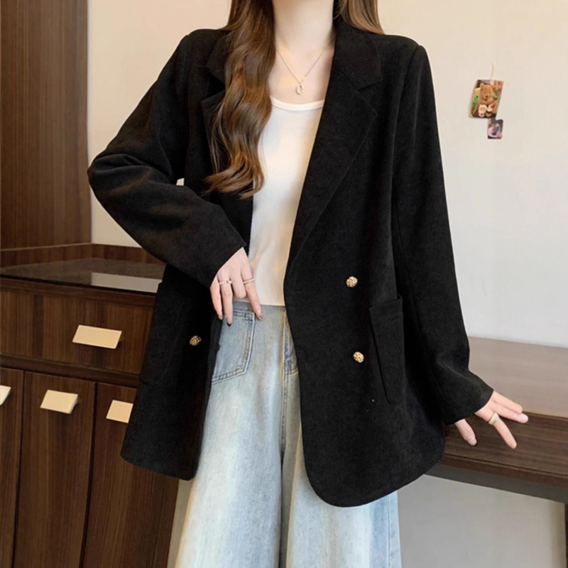 Žensko sako od korduroja, jednobodno kopčanje, dugi rukavi, standardna duljina, elegantan gradski stil