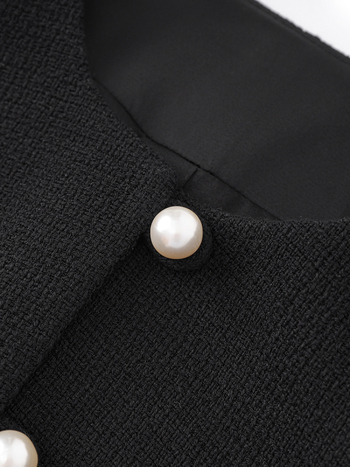 Kabát, úzky strih, krátky, balónové rukávy, polyesterové vlákno, lem s listom lotosu