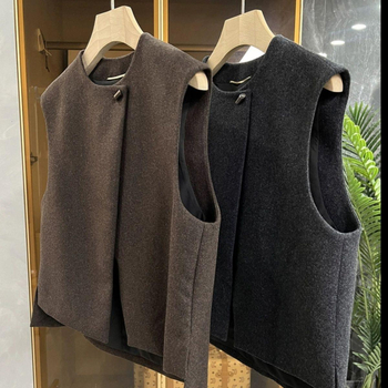 Vestă clasică pentru femei, guler polo, țesătură chenille, Spandex ≤30%, primăvara 2025