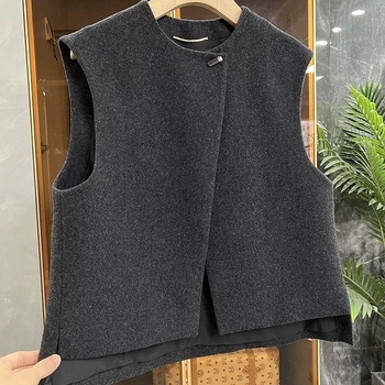 Vestă clasică pentru femei, guler polo, țesătură chenille, Spandex ≤30%, primăvara 2025