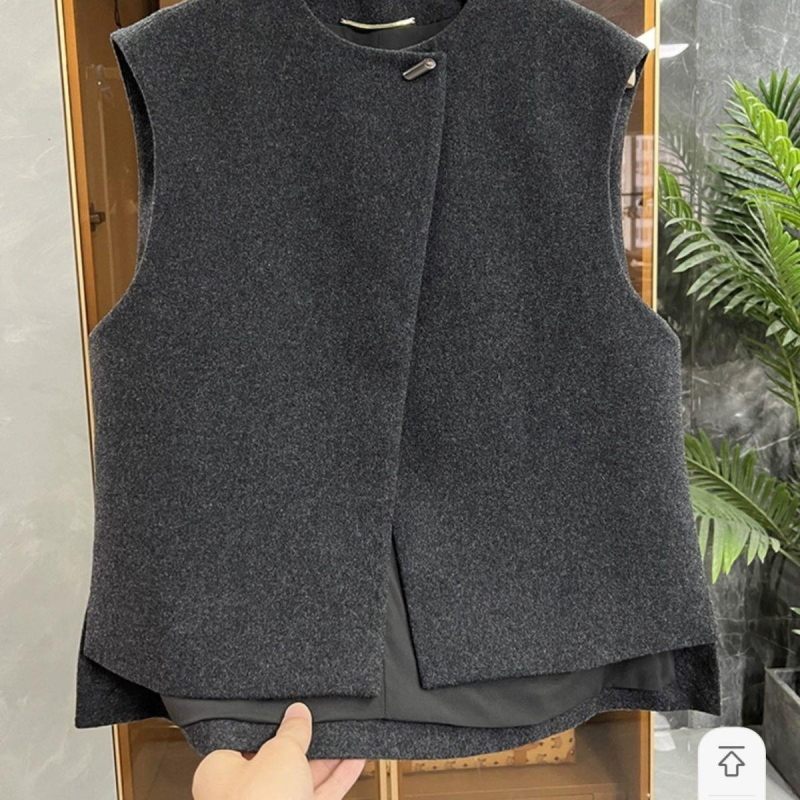 Vestă clasică pentru femei, guler polo, țesătură chenille, Spandex ≤30%, primăvara 2025