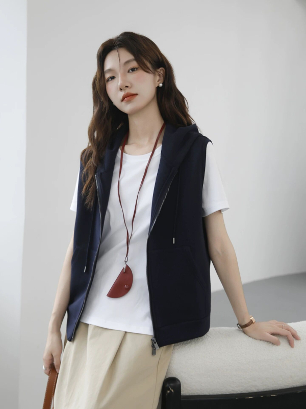 Pamukasta vest s kapuljom, japansko-korejski casual stil, standardna duljina, zatvarač, punilo od pamuka