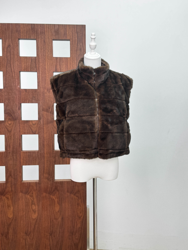 Dámska dvostranná vesta s výplňou, zipsom, stojacim golierom, hrubá izolácia