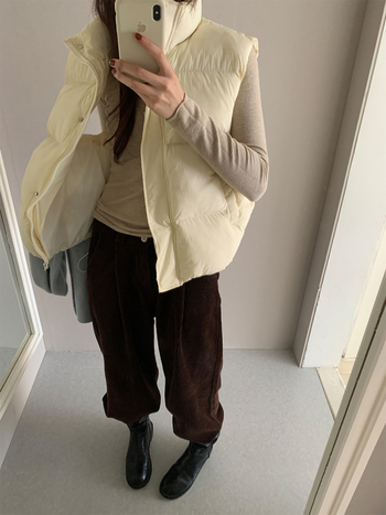 Korejski stil kardigan-vest, stojeći ovratnik, labav kroj, tkanina poliester 95%+