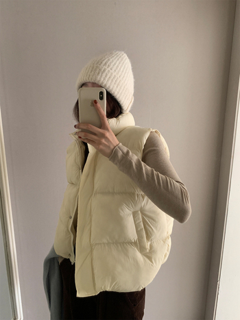 Korejski stil kardigan-vest, stojeći ovratnik, labav kroj, tkanina poliester 95%+