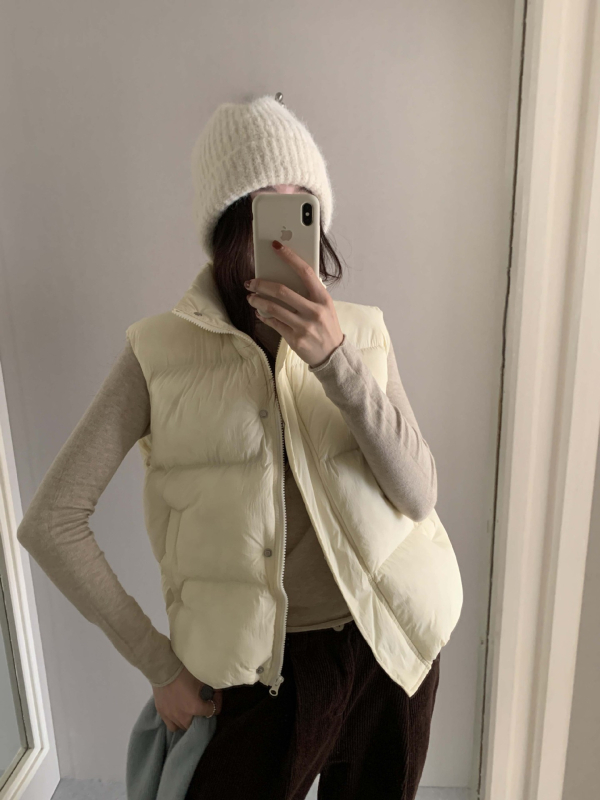 Korejski stil kardigan-vest, stojeći ovratnik, labav kroj, tkanina poliester 95%+