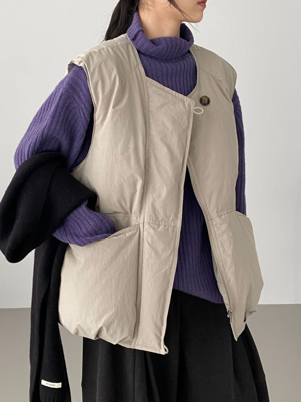 Namomo Vesta s výplňou z kačacieho peria 86–90%, bavlnený materiál, voľný strih, zips