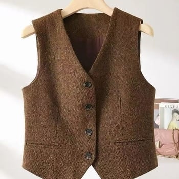 Sanlida Ženska vesta - Regularni stil, Polo ovratnik, Chenille tkanina s Spandexom, Model 717904277406, Proljeće 2025