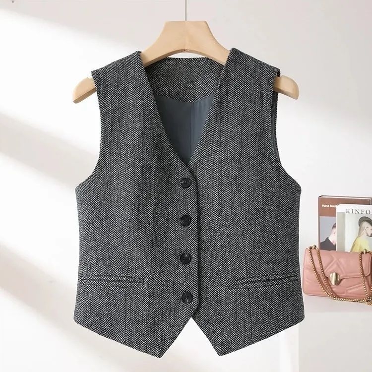 Sanlida Ženska vesta - Regularni stil, Polo ovratnik, Chenille tkanina s Spandexom, Model 717904277406, Proljeće 2025