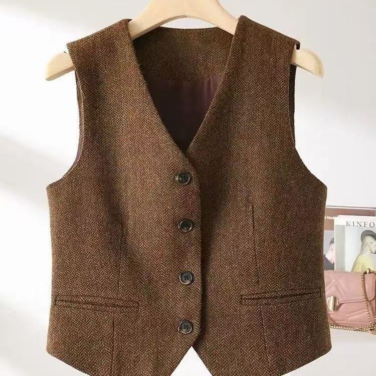 Sanlida Ženska vesta - Regularni stil, Polo ovratnik, Chenille tkanina s Spandexom, Model 717904277406, Proljeće 2025