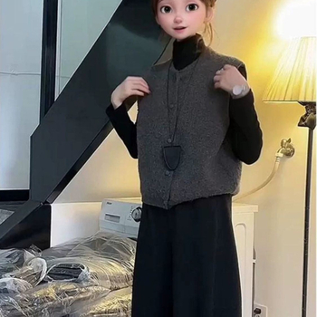 Vestă fără mâneci pentru layering — tricotată cu guler polo, material Chenille cu Spandex sub 30%, primăvara 2025