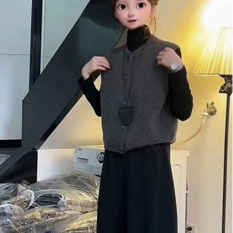 Vestă fără mâneci pentru layering — tricotată cu guler polo, material Chenille cu Spandex sub 30%, primăvara 2025