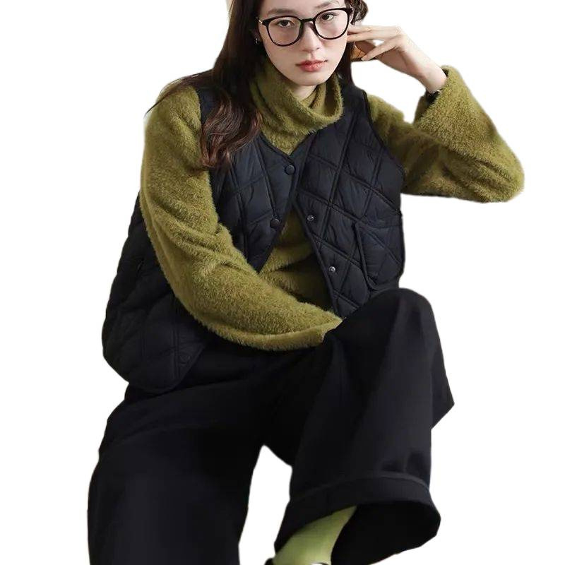 Ženska vesta – Elegantan stil, Polo ovratnik, Regularna duljina (Materijal: Chenille; Sadržaj Spandexa: 50–70%; Sezona: proljeće 2025)