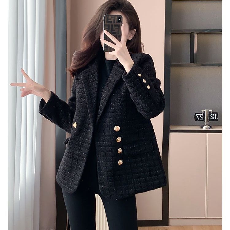 Dámske sako z polyesteru s farebnými blokmi, bez záhybov, kostýmový golier, s jedným radom gombíkov