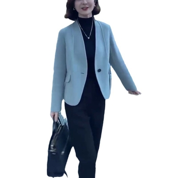 Love Beauty Polyesterový kabát, jednofarebný, dlhé rukávy, bez goliera, zapínanie na jeden gomb