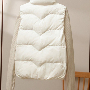 Vesta din nylon, căptușită quiltată, guler în V, croială regular, versiune coreeană, primăvara 2025