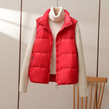 Vesta din nylon, căptușită quiltată, guler în V, croială regular, versiune coreeană, primăvara 2025