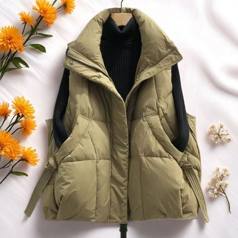 Vestă fără mâneci din țesătură chenille, cu guler polo și fermoar, 90–95% spandex