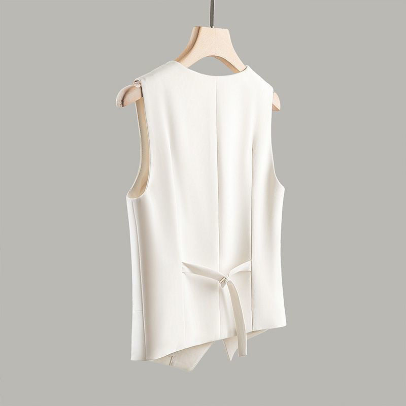 Vesta din bumbac pentru femei, fără mâneci, croială ultra scurtă, guler polo, stil elegant de doamnă – Primăvara 2025