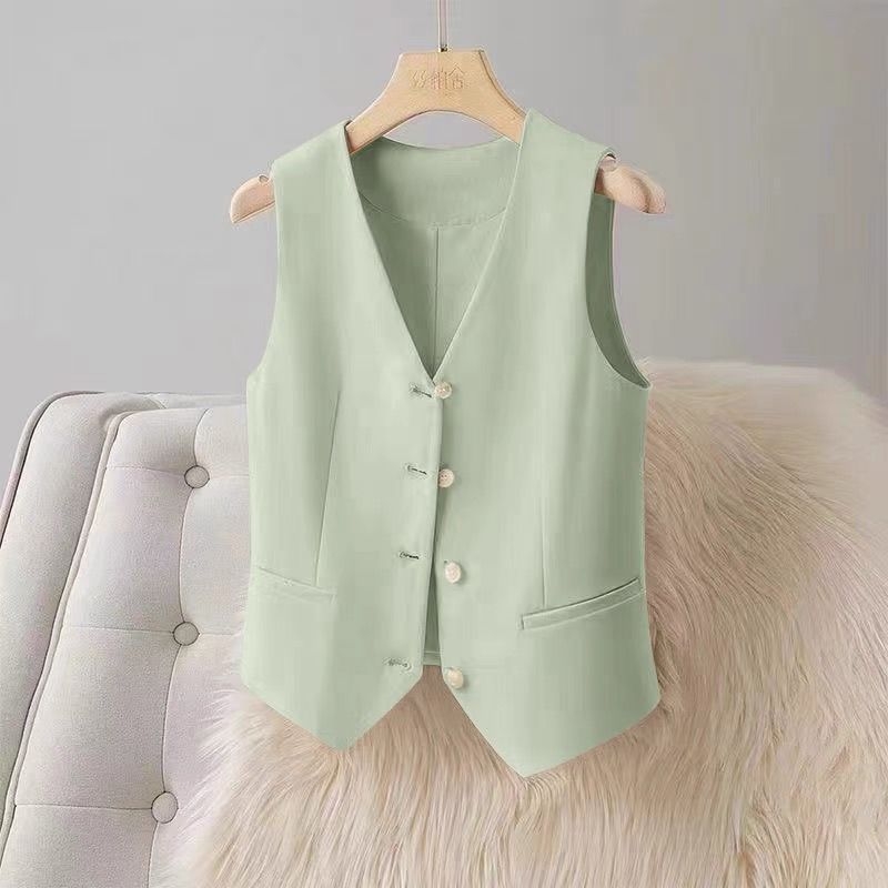Vesta din bumbac pentru femei, fără mâneci, croială ultra scurtă, guler polo, stil elegant de doamnă – Primăvara 2025