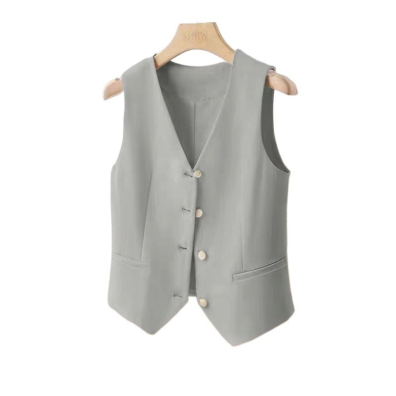 Vesta din bumbac pentru femei, fără mâneci, croială ultra scurtă, guler polo, stil elegant de doamnă – Primăvara 2025