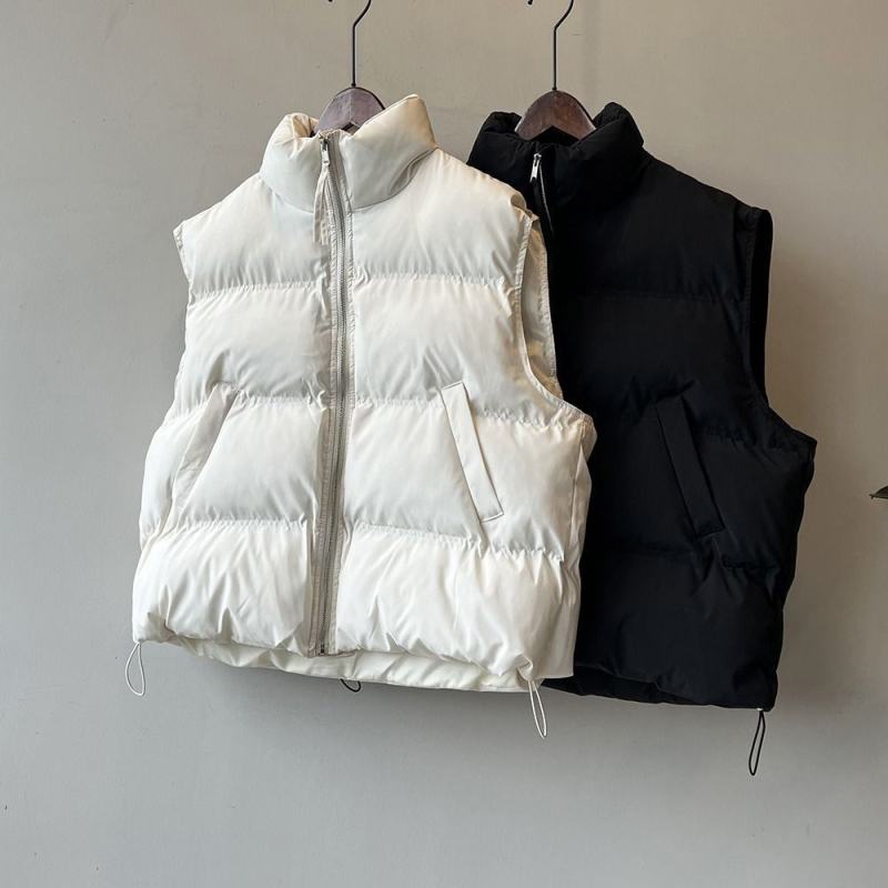 Vestă femei cu decolteu în V, stil coreean, țesătură poliester 90–95%, croială regulată, lansare primăvara 2025.