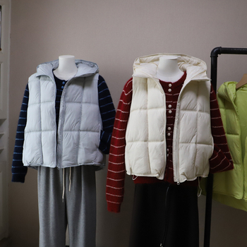 Dámska kapucňová vesta so zipsom, pravidelná dĺžka, voľný strih, polyesterová tkanina s výplňou polyester-bavlna