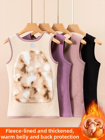 Dámska vesta z kašmíru s fleecovou podšívkou, okrúhly výstrih, voľný strih, jednobarevná, dĺžka 50–65 cm, jeseň 2024